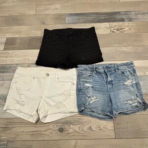 American Eagle bundle 3 pairs of denim jean shorts blue black and white size 12